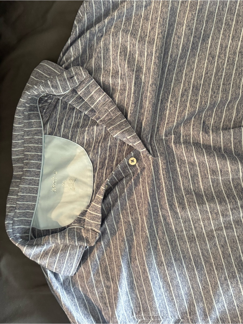 johnnie-O Gray Heathered Polo with White Pinstripes
